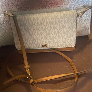 Michael Kors Cream and Tan Crossbody Bag